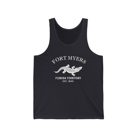 Fort Myers Florida Vintage Retro Unisex Cotton Jersey Tank Top - White Logo