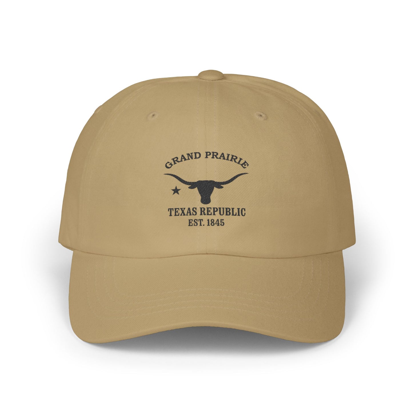 Grand Prairie Texas Classic Embroidered Cotton Cap - Black Logo