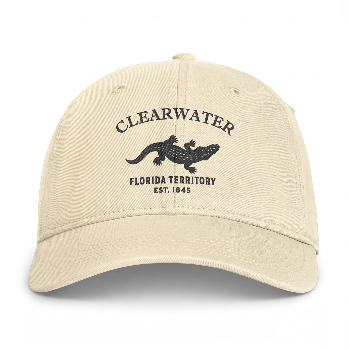 Clearwater Florida Distressed Cotton Cap - Charcoal Print Logo
