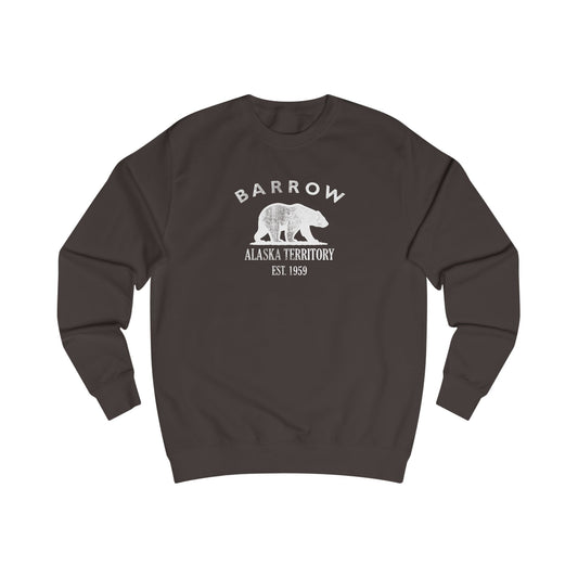 Barrow Alaska Vintage Retro Premium Crewneck Sweatshirt - White Logo - Bottle Green