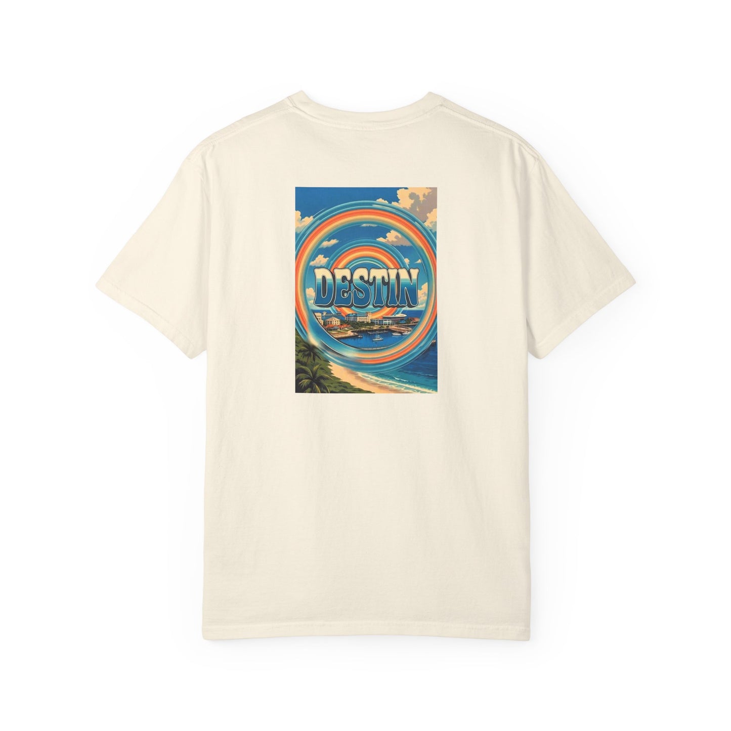 Destin Florida Vintage Retro Back Printed Art Series Cotton Tee - Black Logo