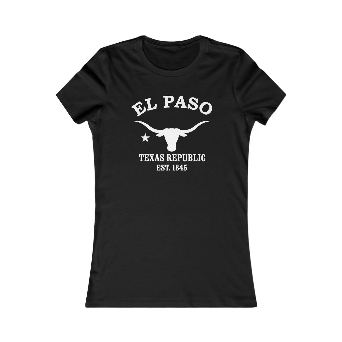 El Paso Texas Vintage Retro Womens Fitted Ringspun Cotton Tee - White Logo
