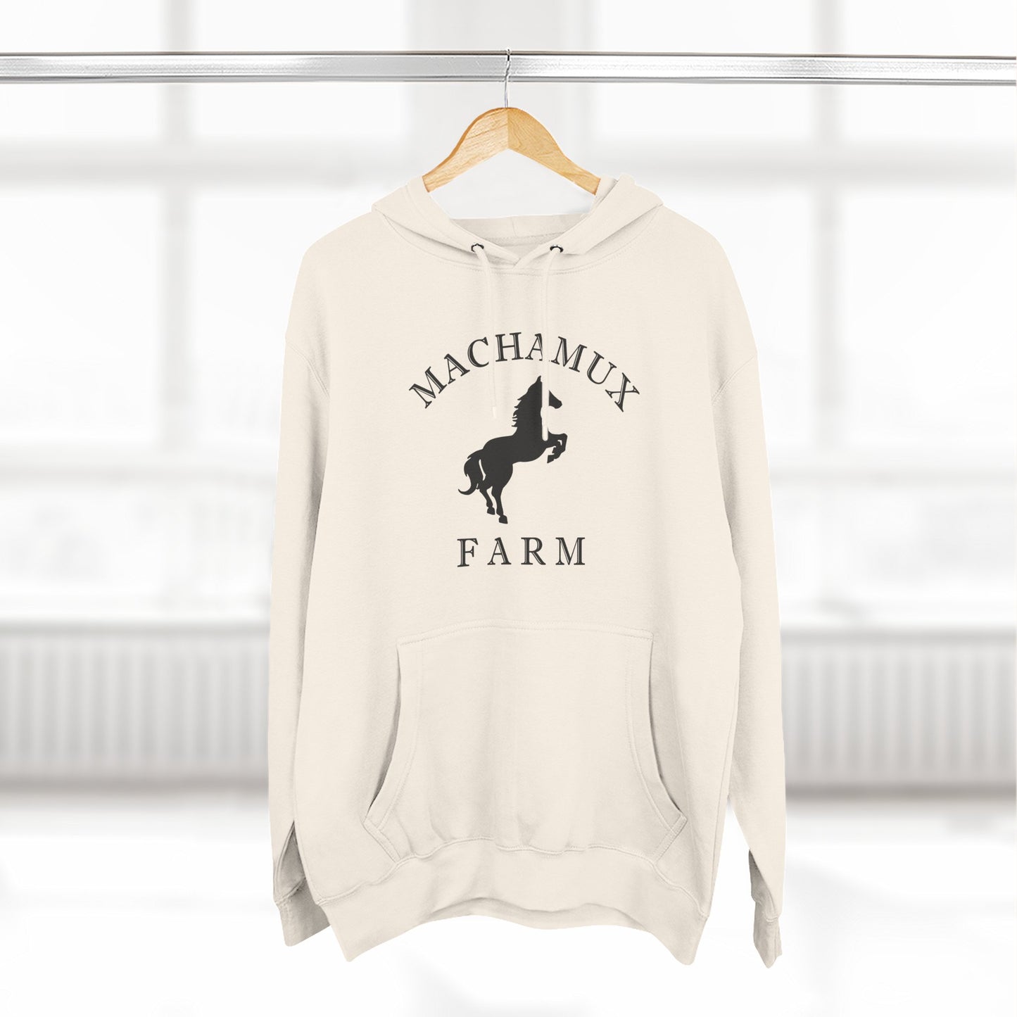 Machamux Farm Vintage Retro Unisex Heavy Cotton Hoodie - Black Logo