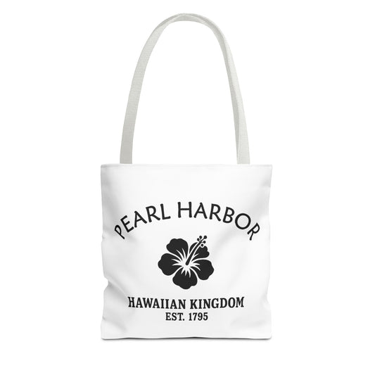 Pearl Harbor Hawaii Vintage Retro Light Canvas Tote - Black Logo