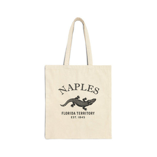 Naples Florida Vintage Retro Cotton Canvas Tote Bag - Black Logo