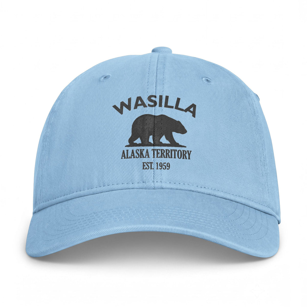 Wasilla Alaska Distressed Cotton Cap - Charcoal Print Logo