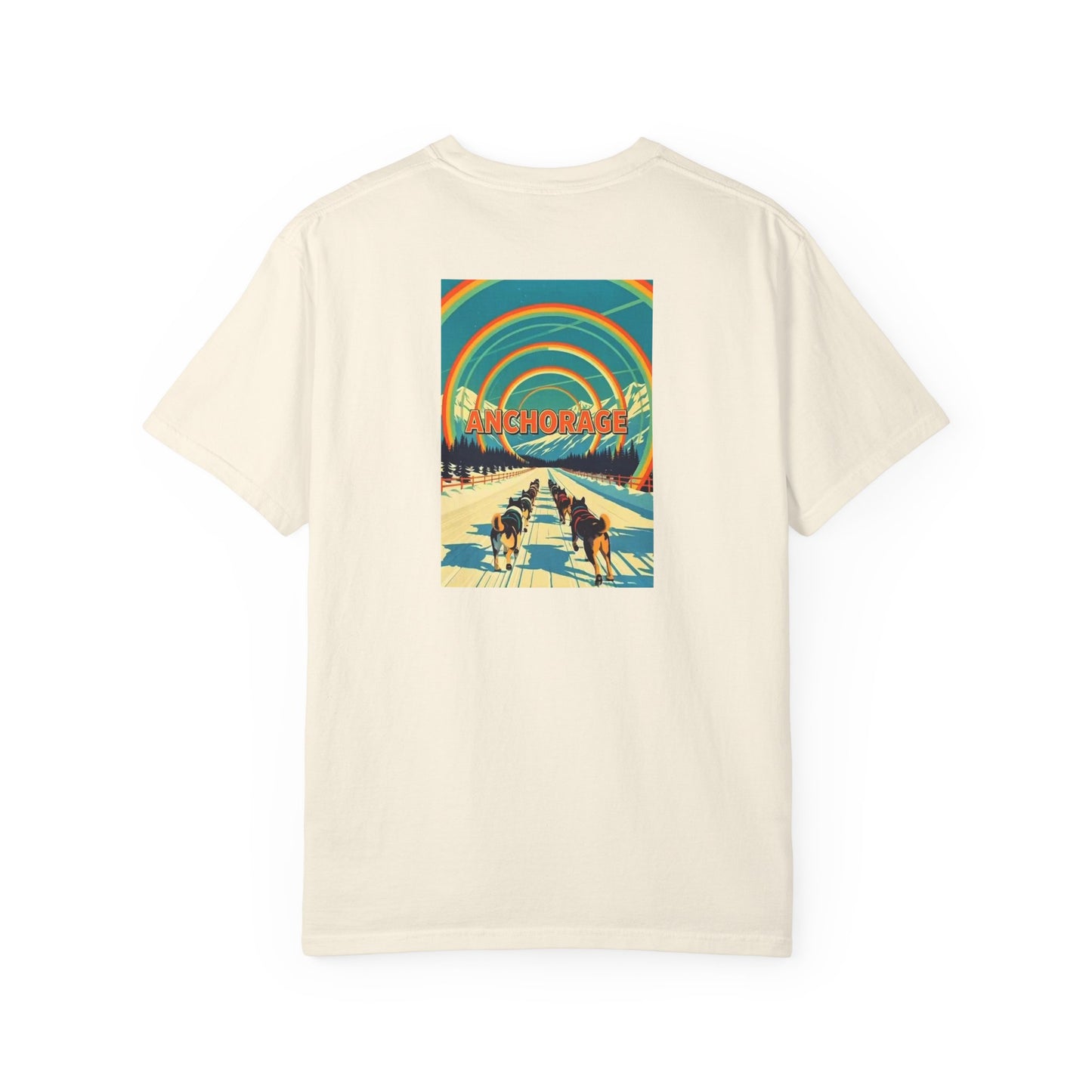 Anchorage Alaska Vintage Retro Back Printed Art Series Cotton Tee - Black Logo