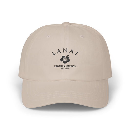 Lanai Hawaii Vintage Retro Embroidered Cotton Cap - Black Logo