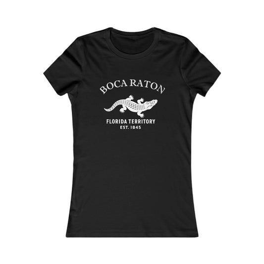 Boca Florida Vintage Retro Womens Fitted Ringspun Cotton Tee - White Logo