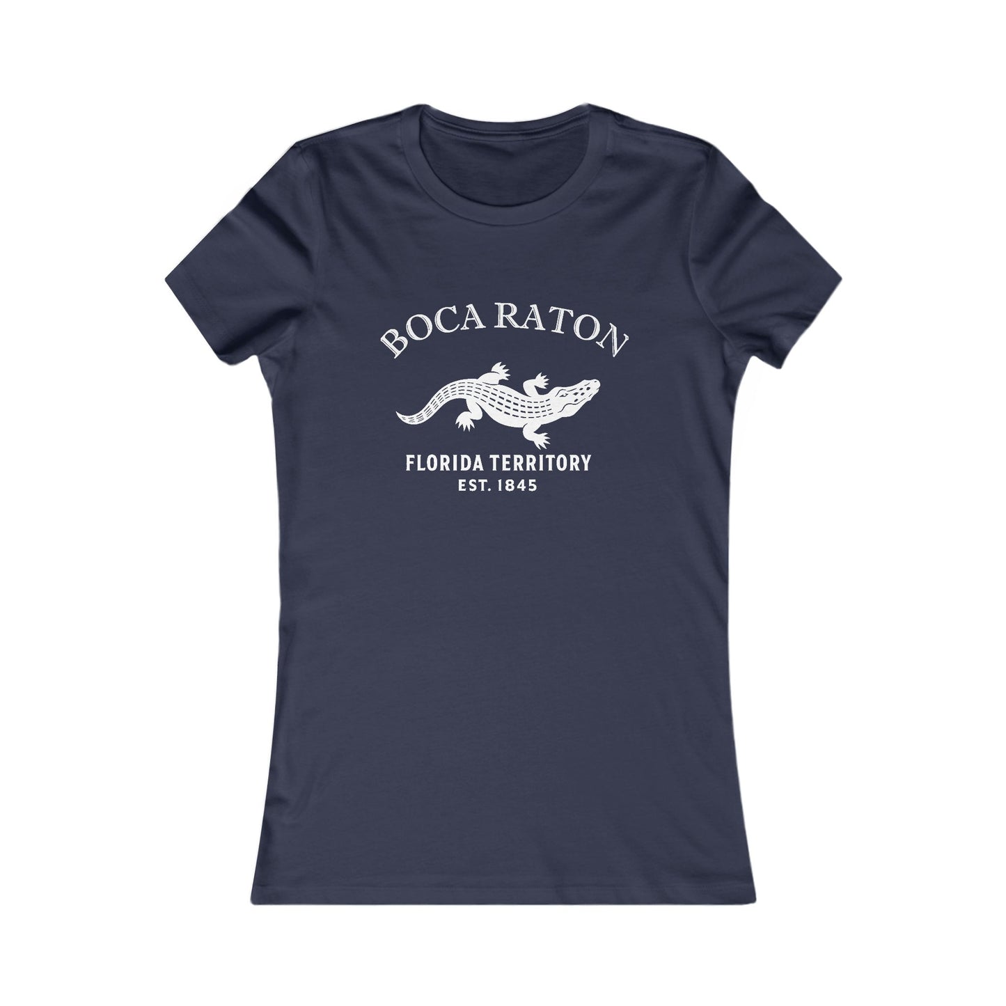 Boca Florida Vintage Retro Womens Fitted Ringspun Cotton Tee - White Logo