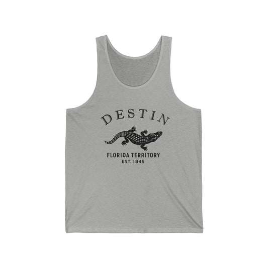 Destin Florida Vintage Retro Unisex Cotton Jersey Tank Top - Black Logo