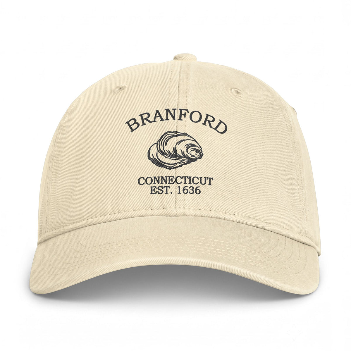 Branford Connecticut Distressed Cotton Cap - Charcoal Print Logo