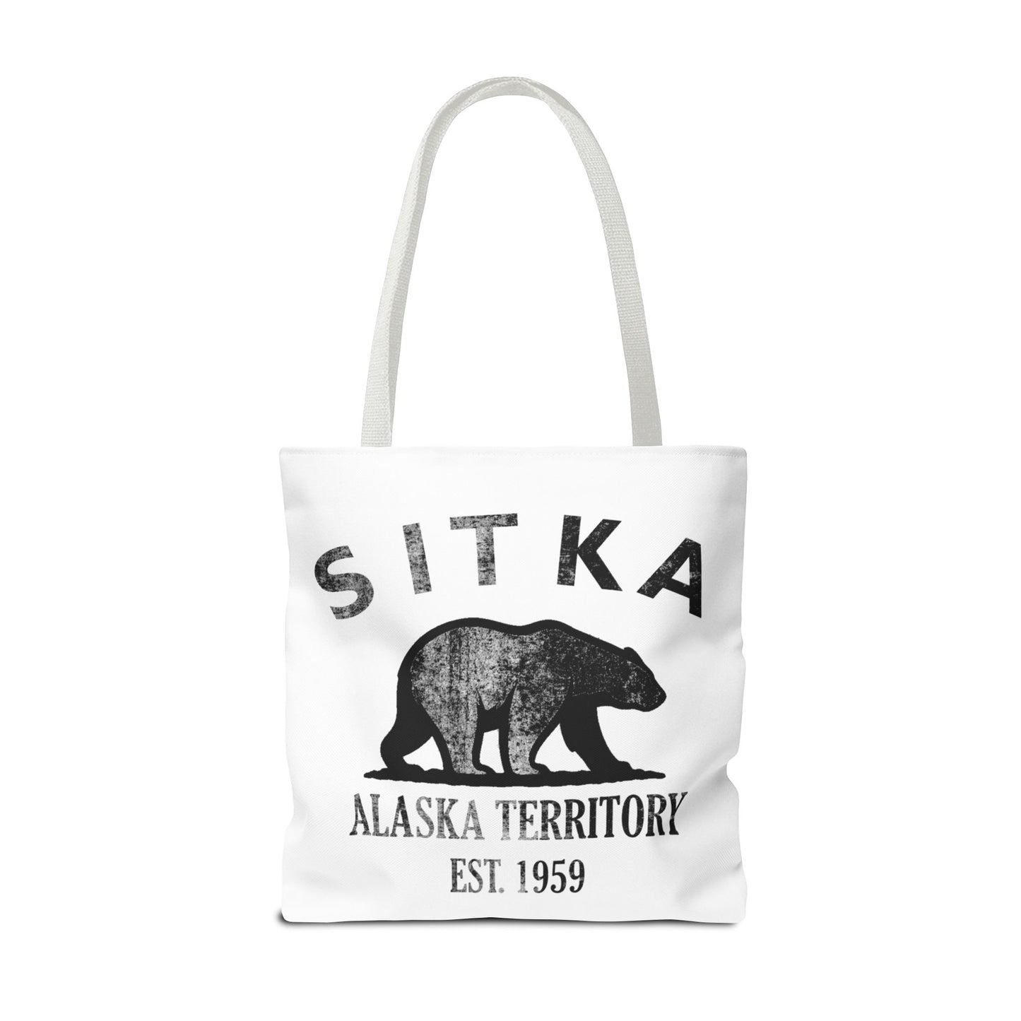 Sitka Alaska Vintage Retro Light Canvas Tote - Black Logo