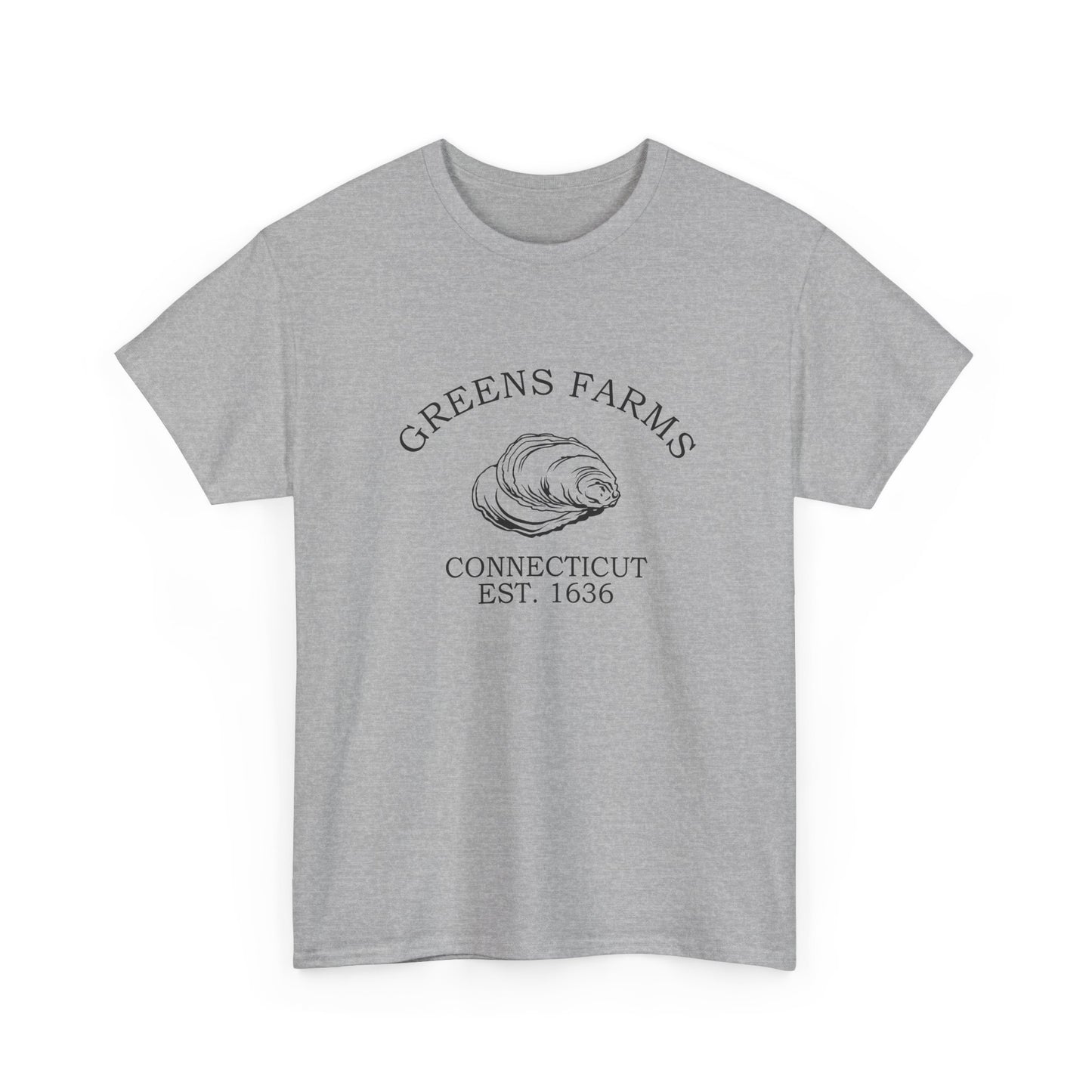 Greens Farms Connecticut Vintage Retro Unisex Heavy Cotton Tee - Black Logo