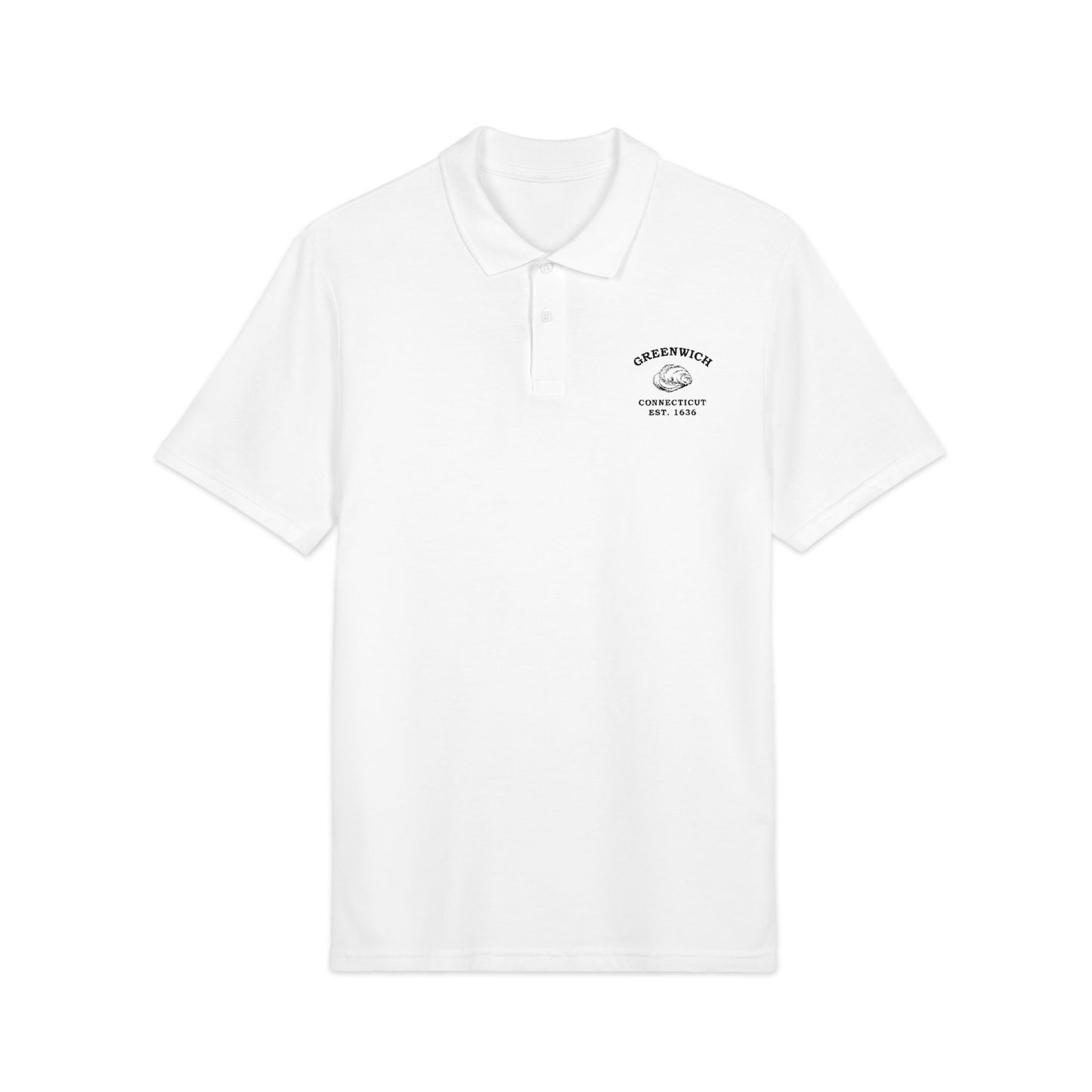 Greenwich Connecticut Vintage Retro Unisex Embroidered Cotton Polo - Black Logo