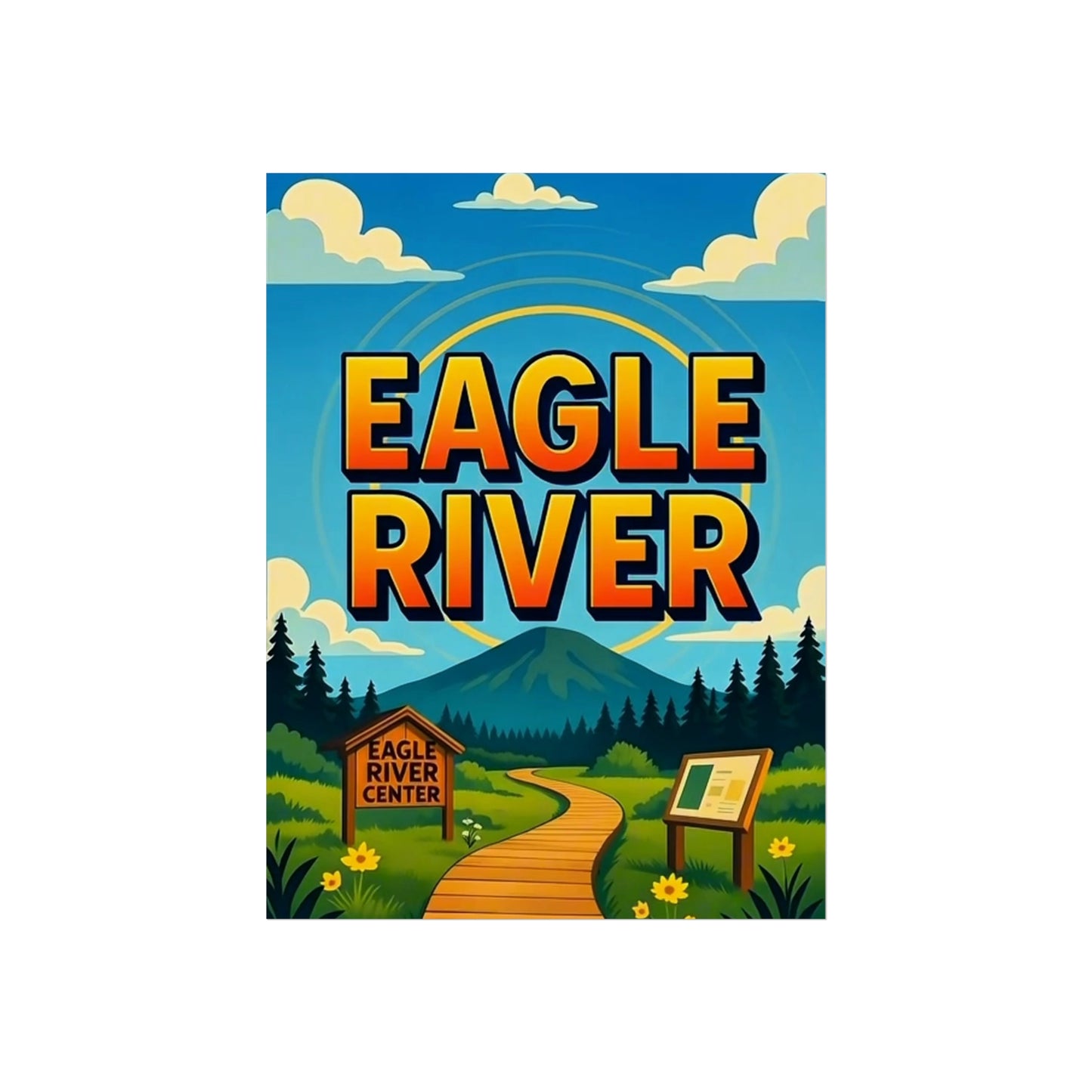Eagle River Alaska Vintage Retro Giclée Print Art Series Poster