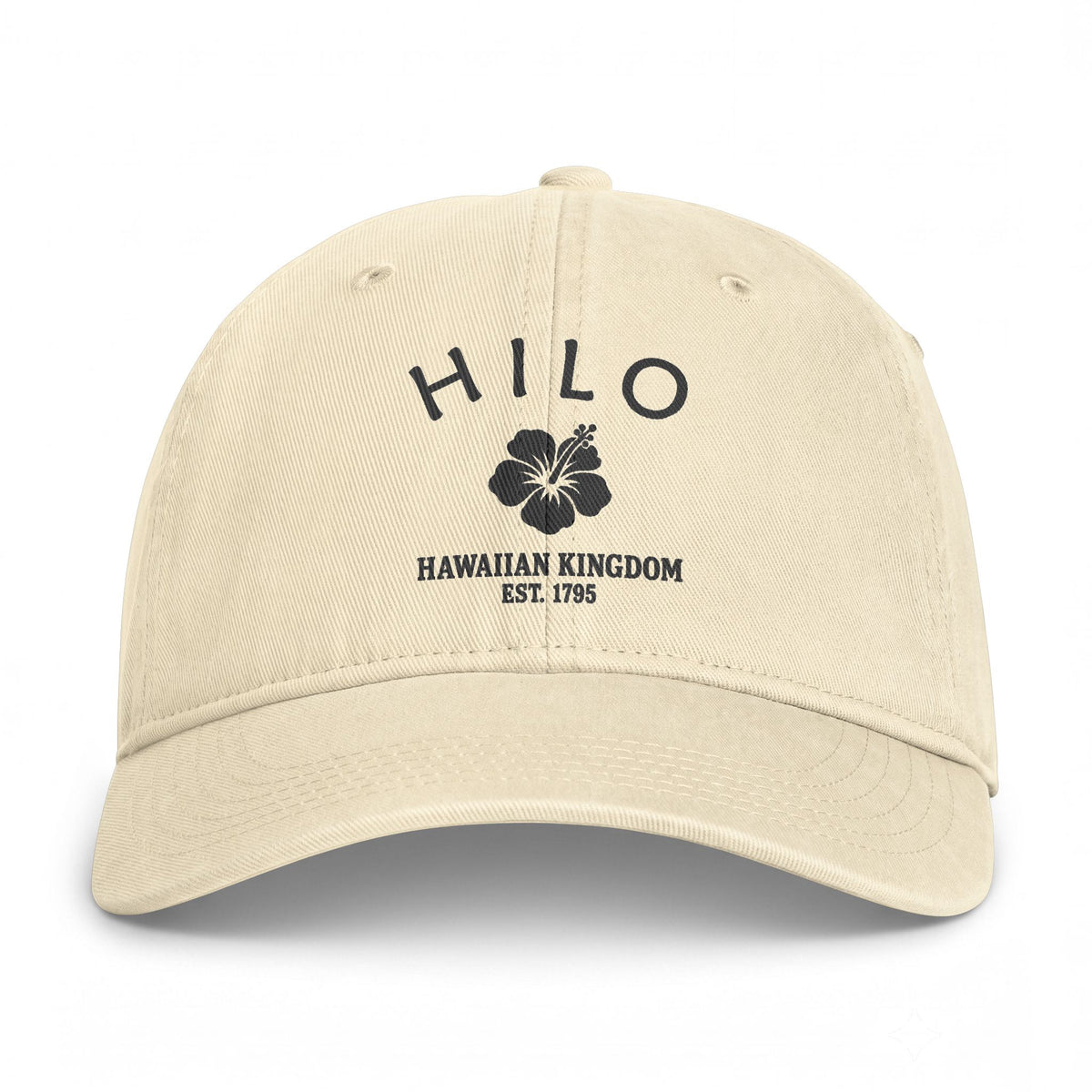 Hilo Hawaii Distressed Cotton Cap - Charcoal Print Logo