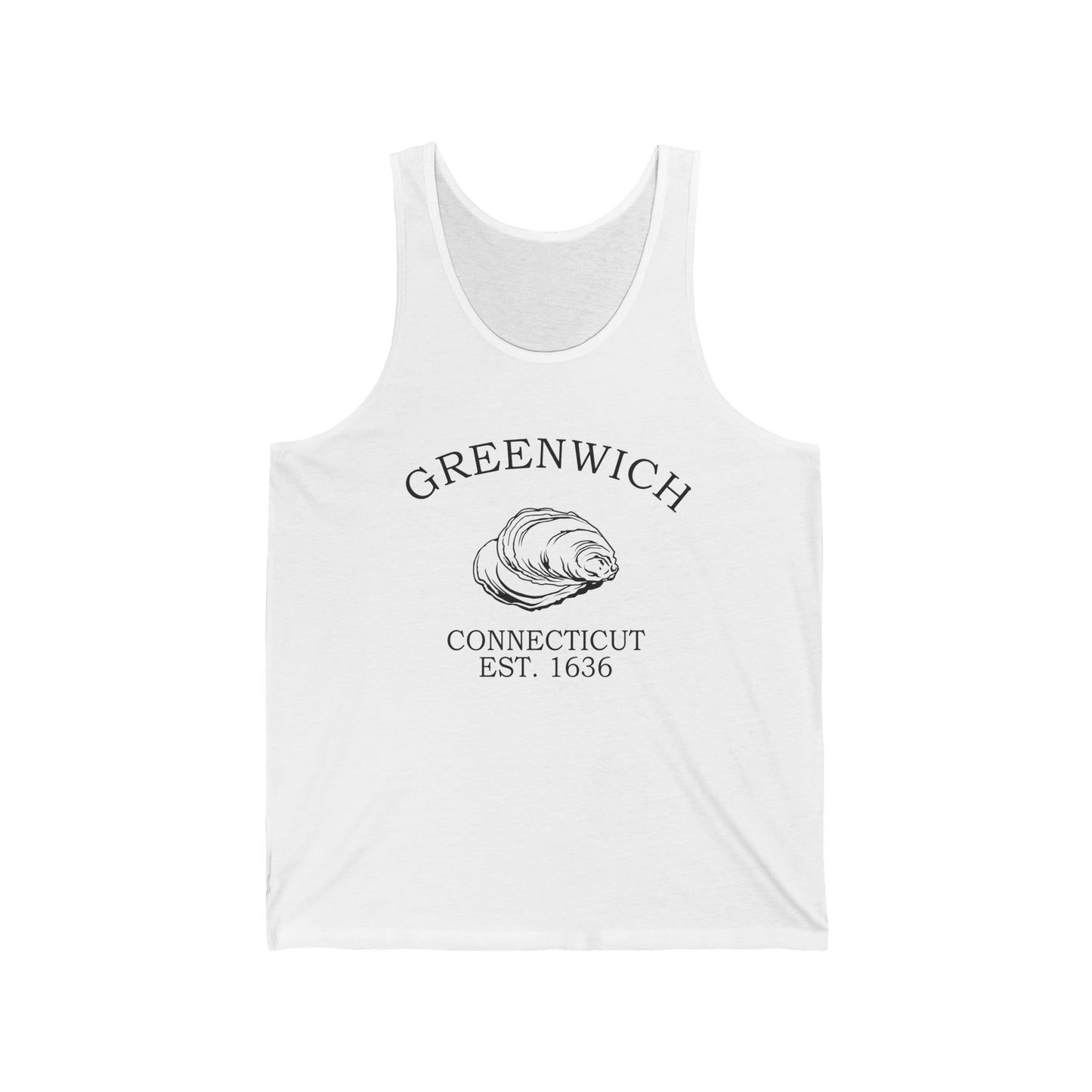 Greenwich Connecticut Unisex Cotton Jersey Tank Top - Black Logo