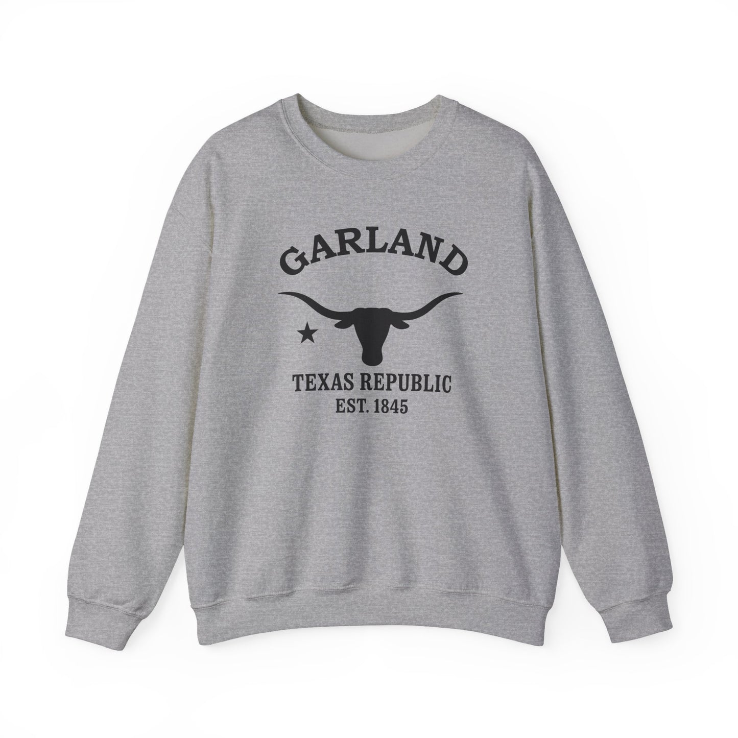 Garland Texas Vintage Retro Unisex Heavy Crewneck Sweatshirt - Black Logo