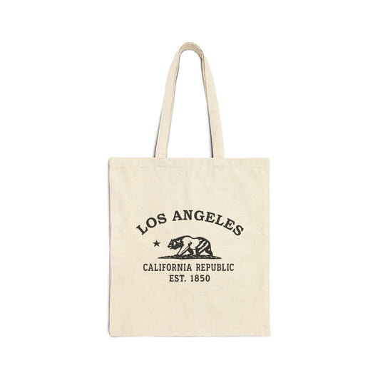 Los Angeles California Vintage Retro Cotton Canvas Tote Bag - Black Logo