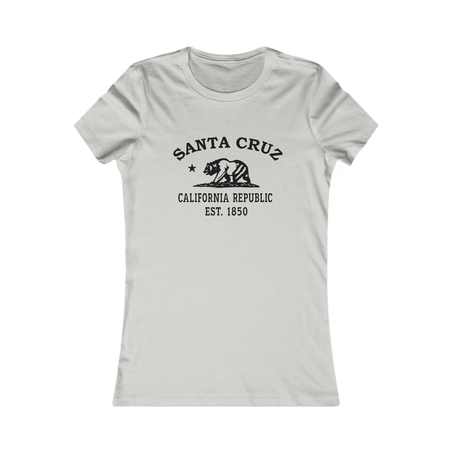 Santa Cruz California Ringspun Cotten Fitted Vintage Retro Womens Tee - Black Logo