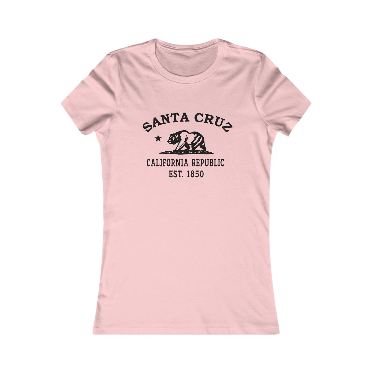 Santa Cruz California Ringspun Cotten Fitted Vintage Retro Womens Tee - Black Logo