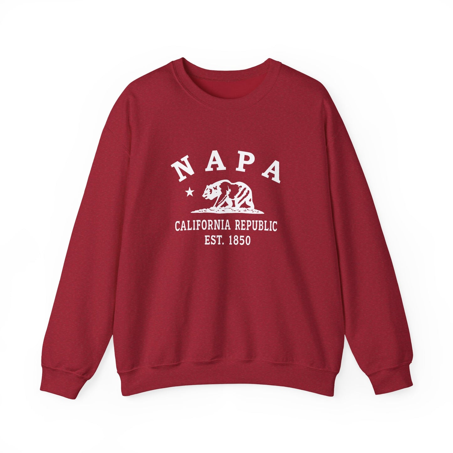 Napa California Vintage Retro Unisex Heavy Crewneck Sweatshirt - White Logo