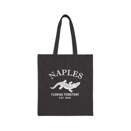 Naples Florida Vintage Retro Cotton Canvas Tote Bag - White Logo