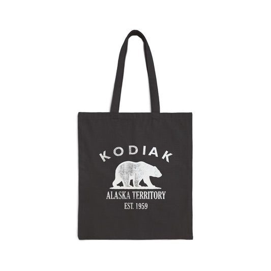 Kodiak Alaska Vintage Retro Cotton Canvas Tote Bag - White Logo