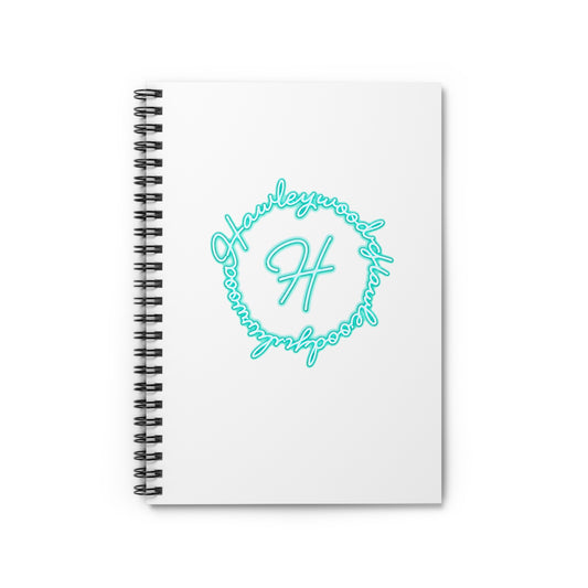 Hawleywood Vintage Retro Spiral Ruled Journal - Green Neon Lace Logo
