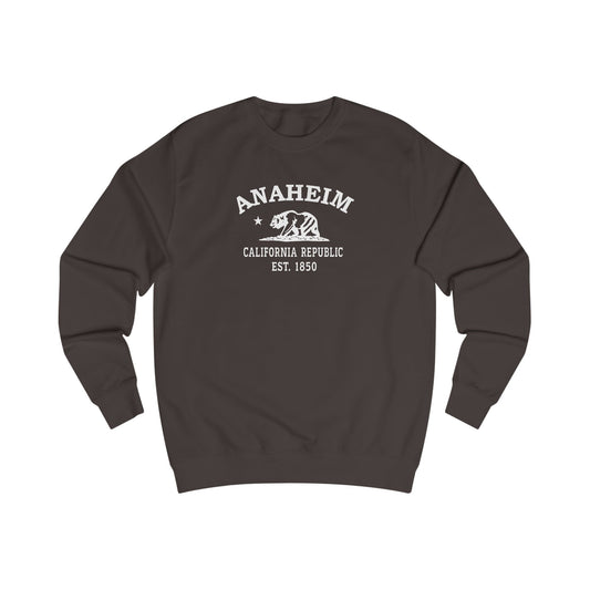 Anaheim California Vintage Retro Premium Crewneck Sweatshirt - White Logo - Bottle Green