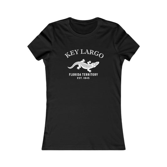 Key Largo Florida Vintage Retro Womens Fitted Ringspun Cotton Tee - White Logo