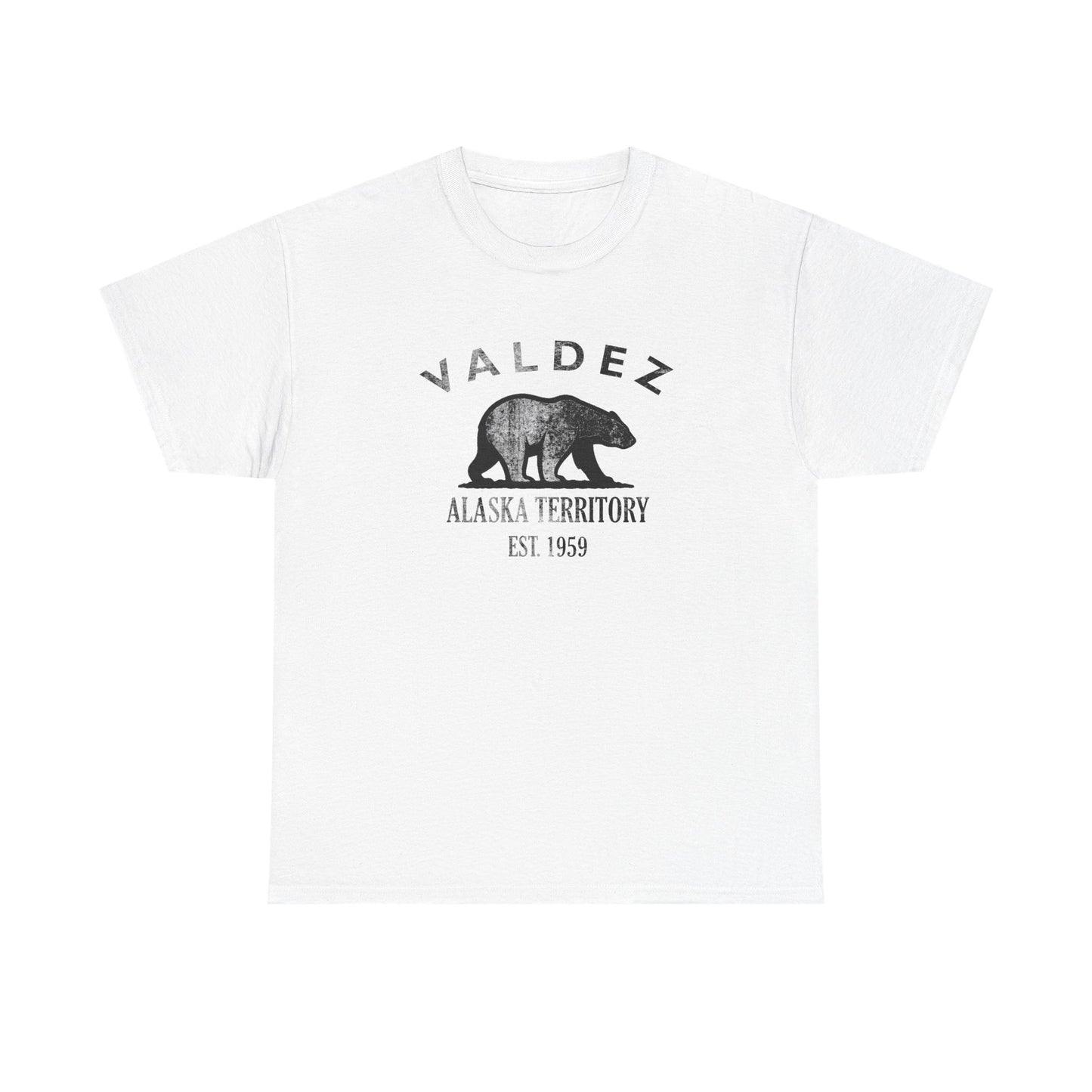 Valdez Alaska Vintage Retro Unisex Heavy Cotton Tee - Black Logo