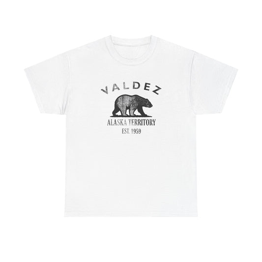 Valdez Alaska Vintage Retro Unisex Heavy Cotton Tee - Black Logo