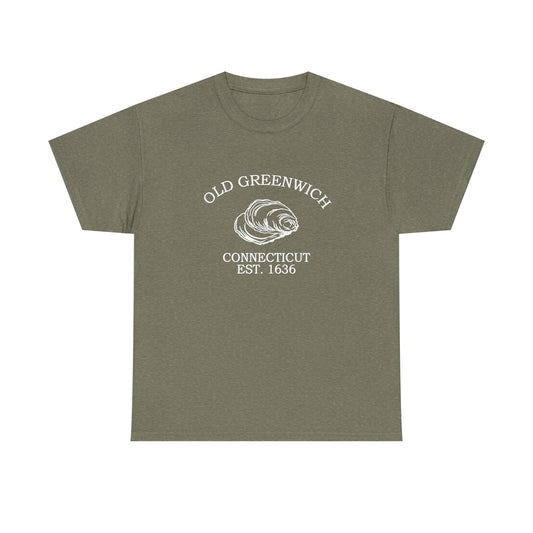 Old Greenwich Connecticut Vintage Retro Unisex Heavy Cotton Tee - White Logo