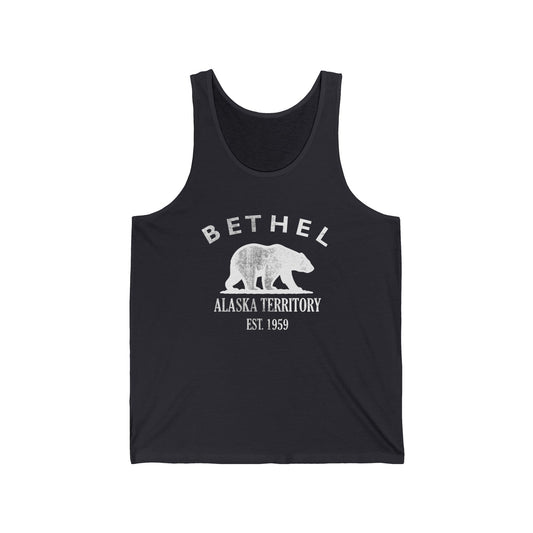 Bethel Alaska Vintage Retro Unisex Cotton Jersey Tank Top - White Logo