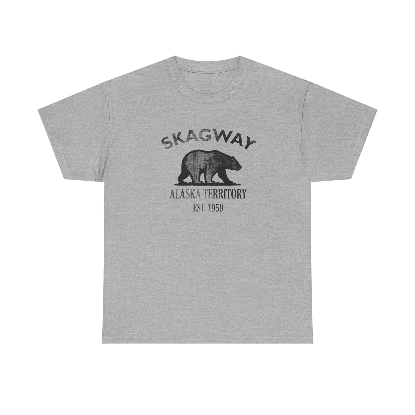 Skagway Alaska Vintage Retro Unisex Heavy Cotton Tee - Black Logo