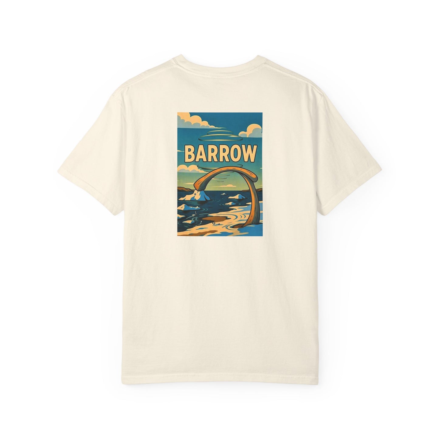 Barrow Alaska Vintage Retro Back Printed Art Series Cotton Tee - Black Logo