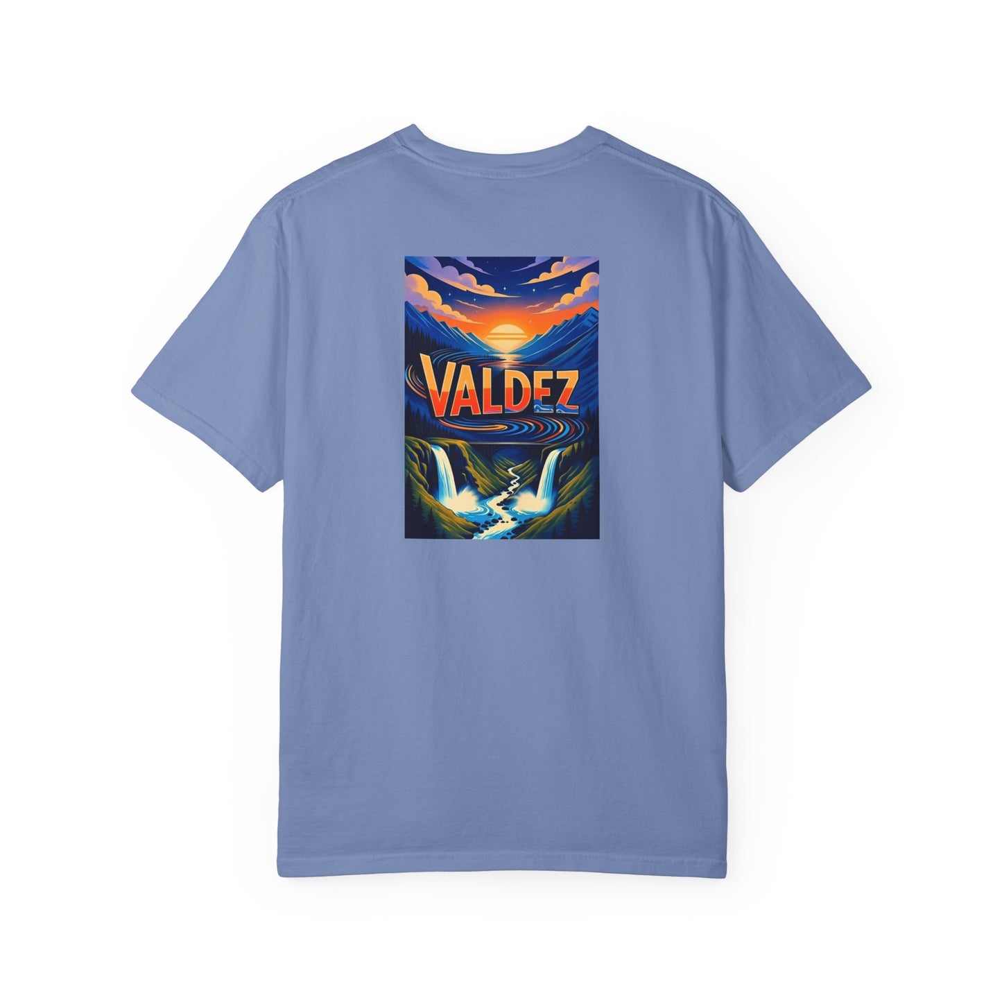 Valdez Alaska Vintage Retro Back Printed Art Series Cotton Tee - Black Logo