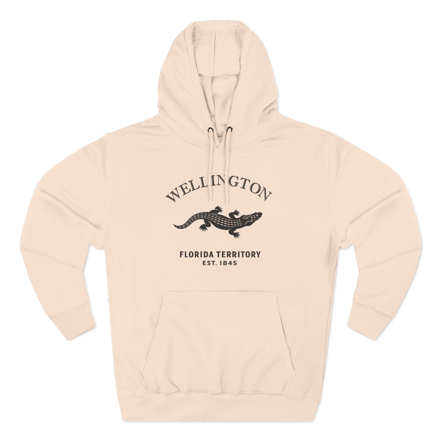 Wellington Florida Vintage Retro Unisex Heavy Cotton Hoodie - Black Logo