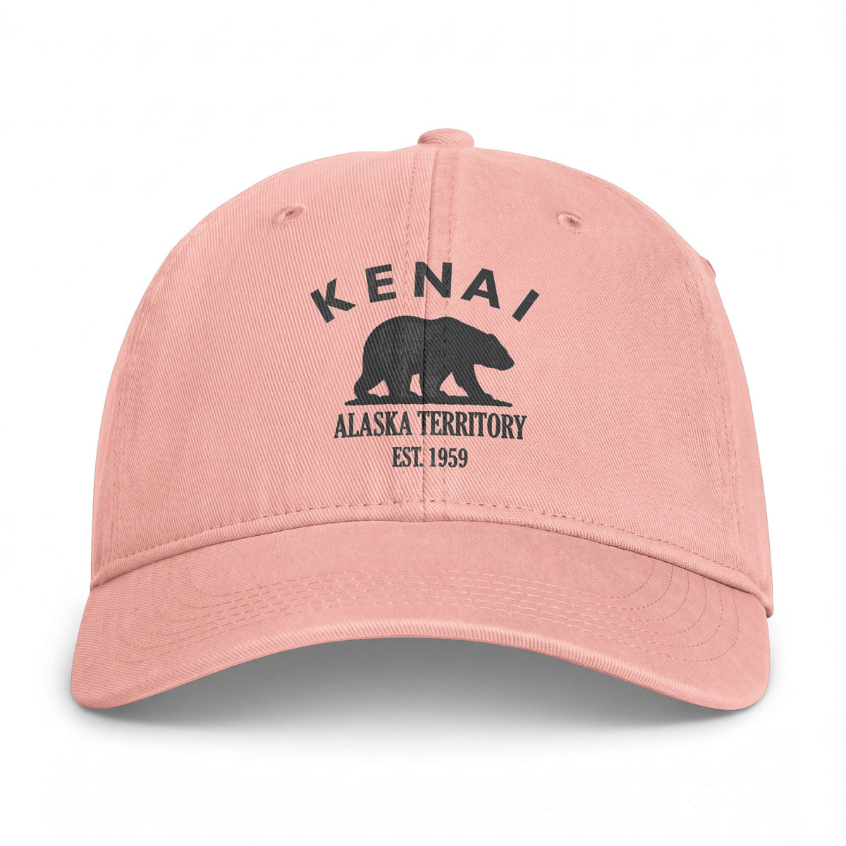 Kenai Alaska Distressed Cotton Cap - Charcoal Print Logo