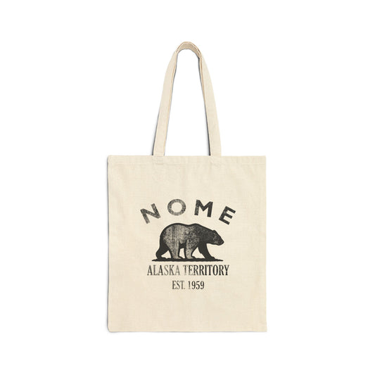 Nome Alaska Vintage Retro Cotton Canvas Tote Bag - Black Logo