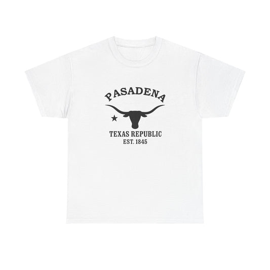 Pasadena Texas Vintage Retro Unisex Heavy Cotton Tee - Black Logo