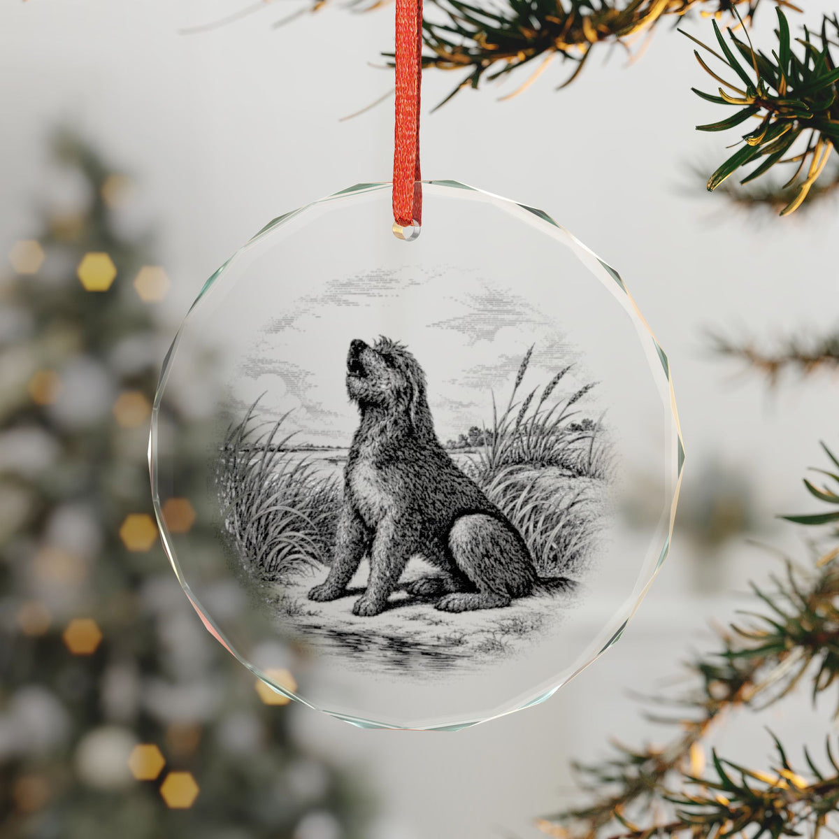 Otterhound Crystal Glass Holiday Ornament - Howling For Fun