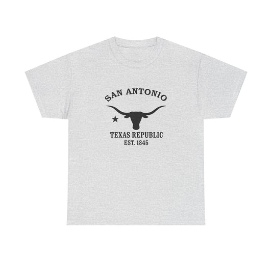 San Antonio Texas Vintage Retro Unisex Heavy Cotton Tee - Black Logo