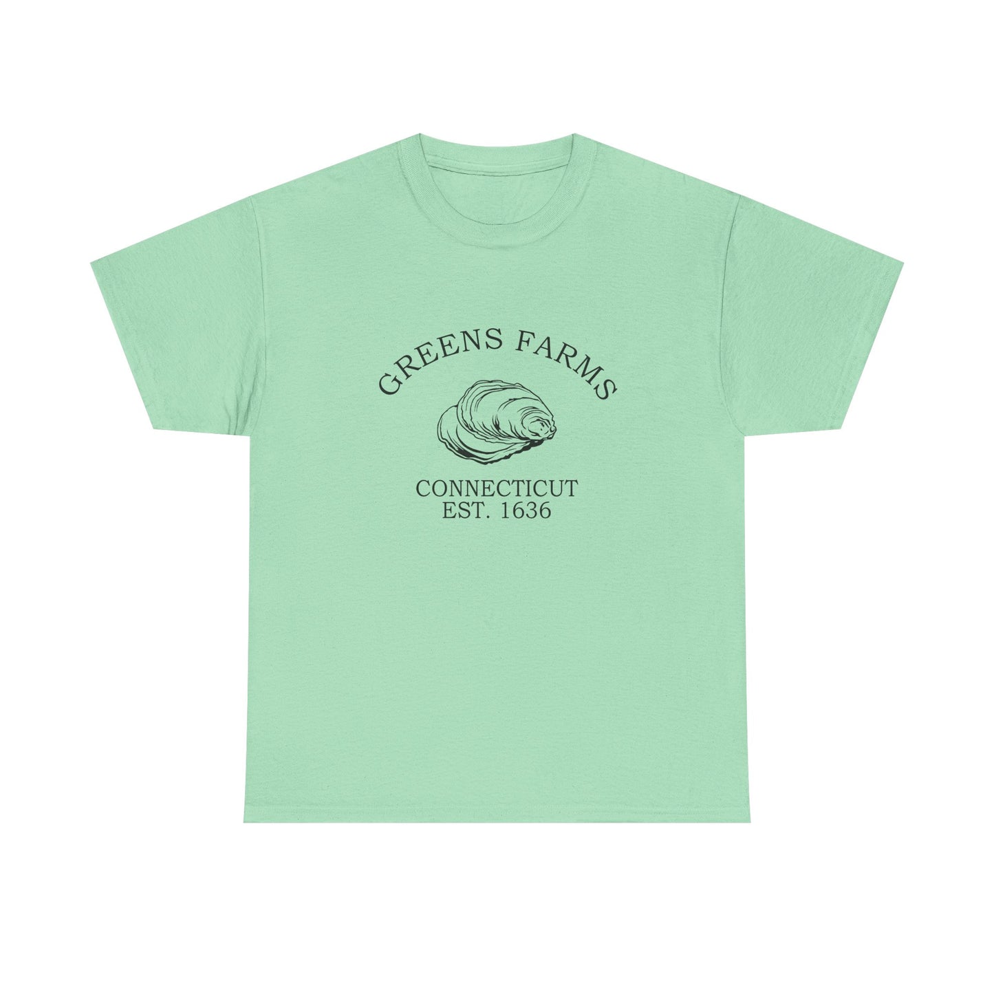 Greens Farms Connecticut Vintage Retro Unisex Heavy Cotton Tee - Black Logo