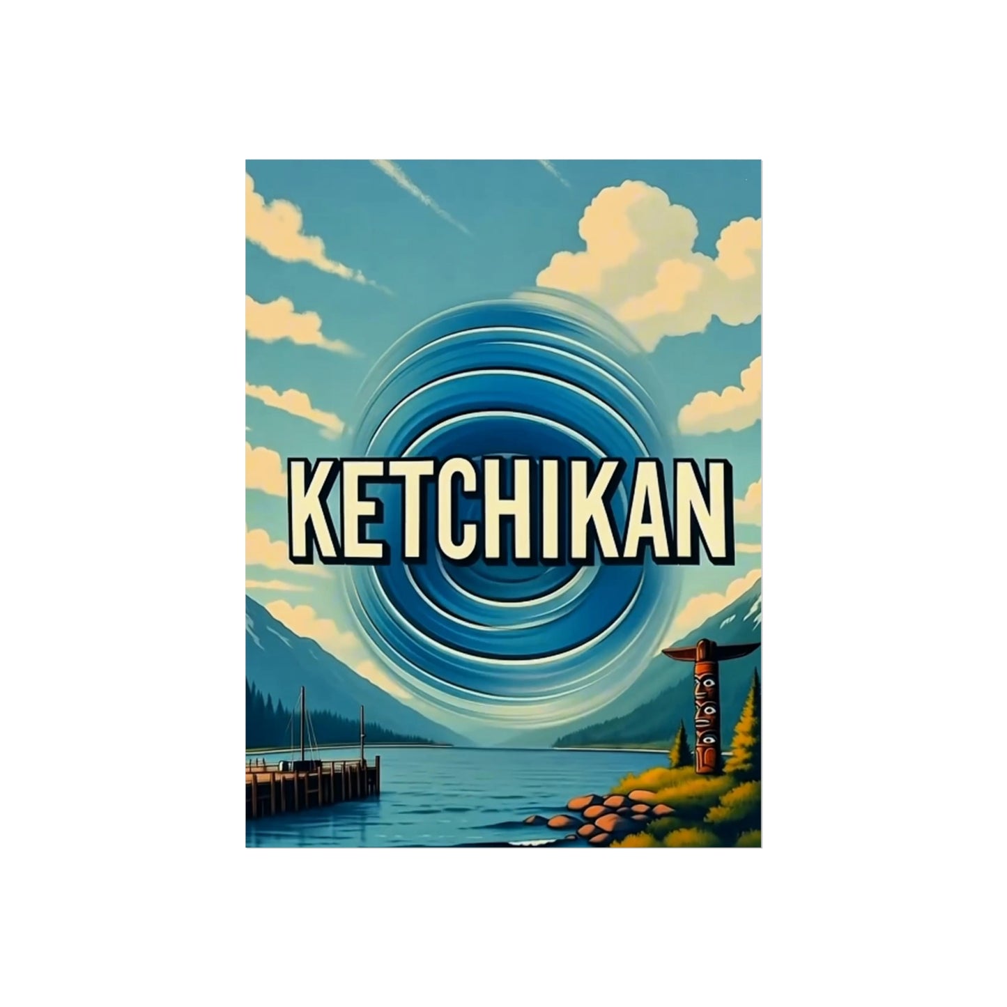 Ketchikan Alaska Vintage Retro Giclée Print Art Series Poster