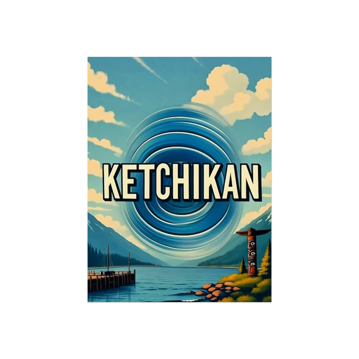 Ketchikan Alaska Vintage Retro Giclée Print Art Series Poster