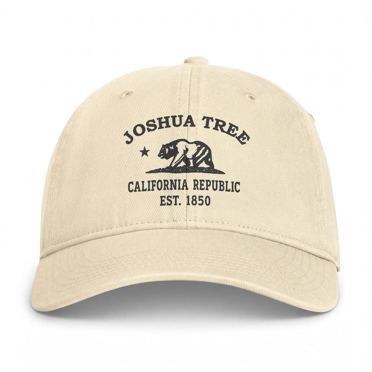 Joshua Tree California Distressed Cotton Cap - Charcoal Print Logo