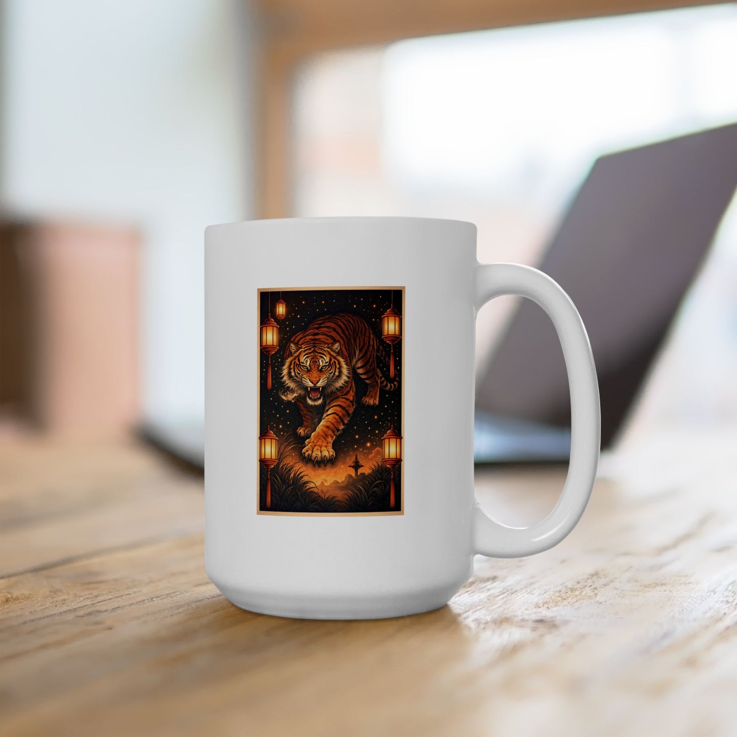 Zodiac Year of the Tiger (2022+) Vintage Retro Art Series Ceramic Mug - Combo Logo